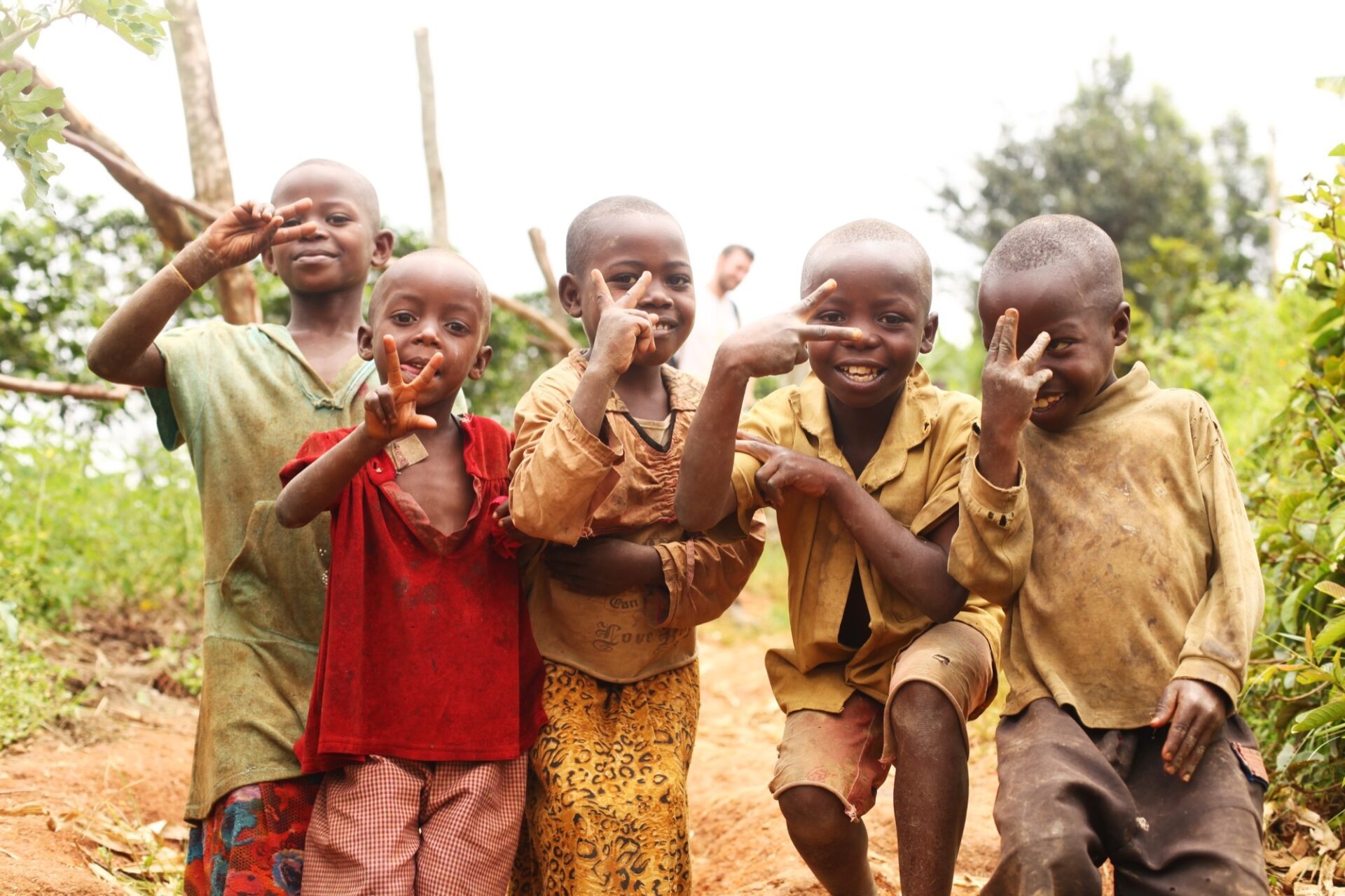 Local children posing for photograph