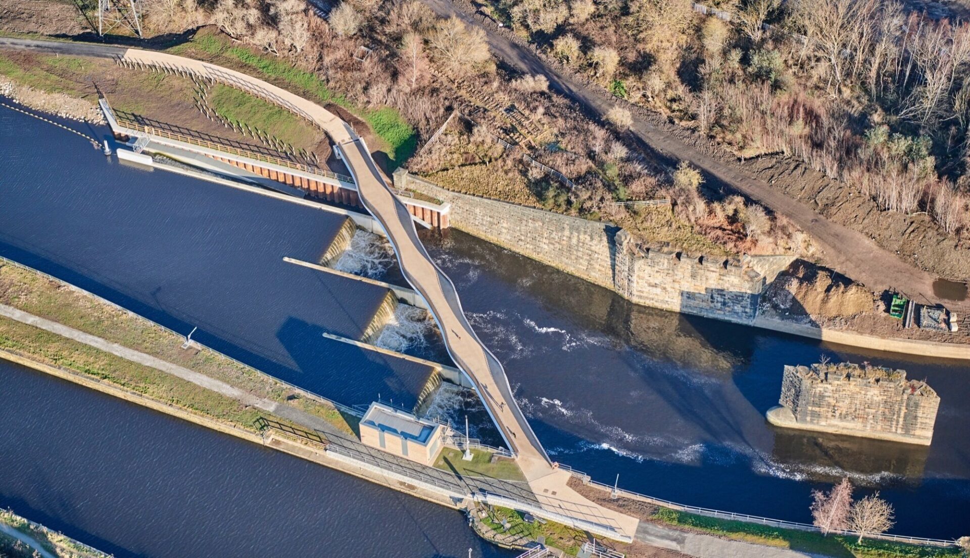 Aerial view of Knostrop bridge