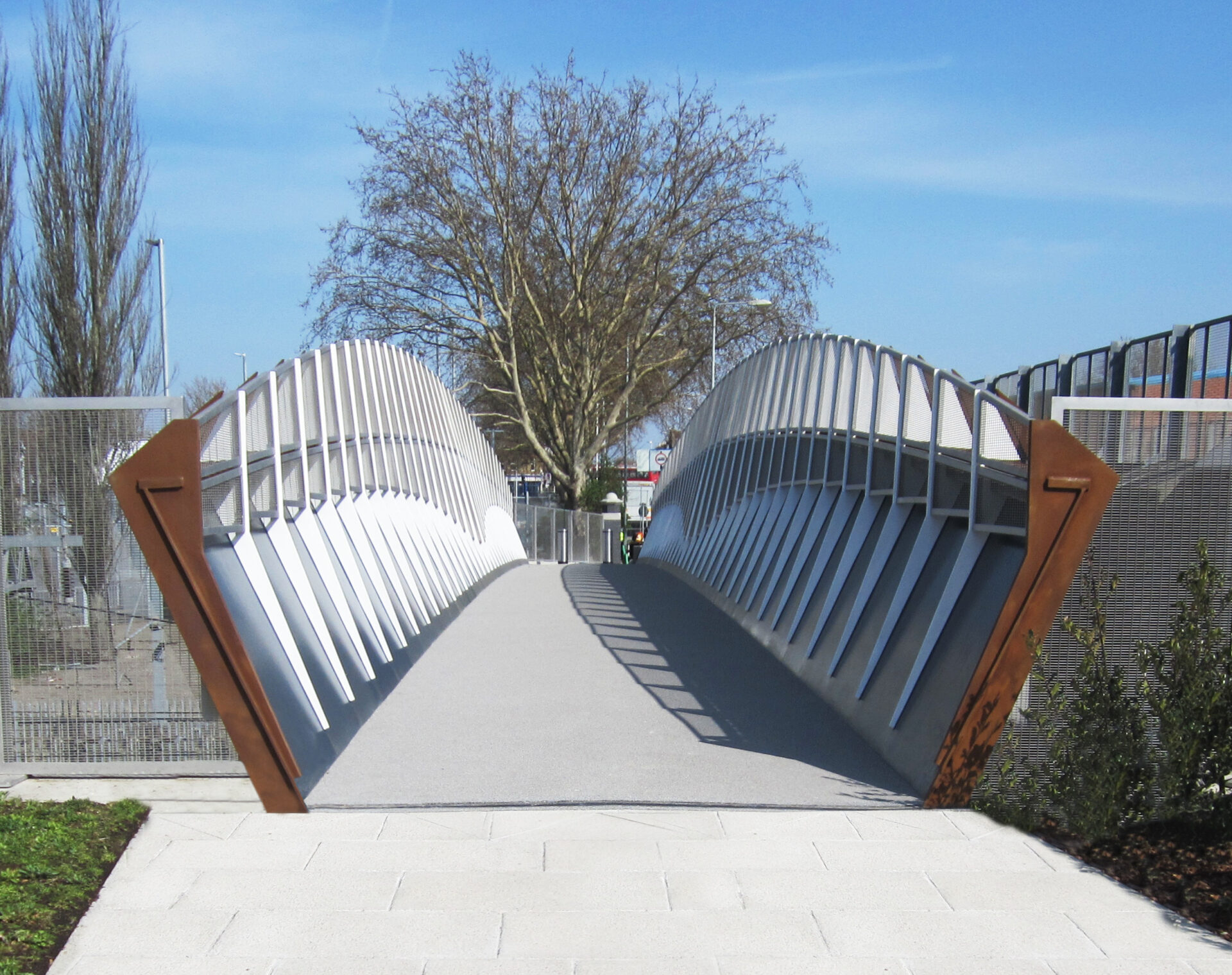 Stratford Olympic Park foot and cycle bridge in Athletes village