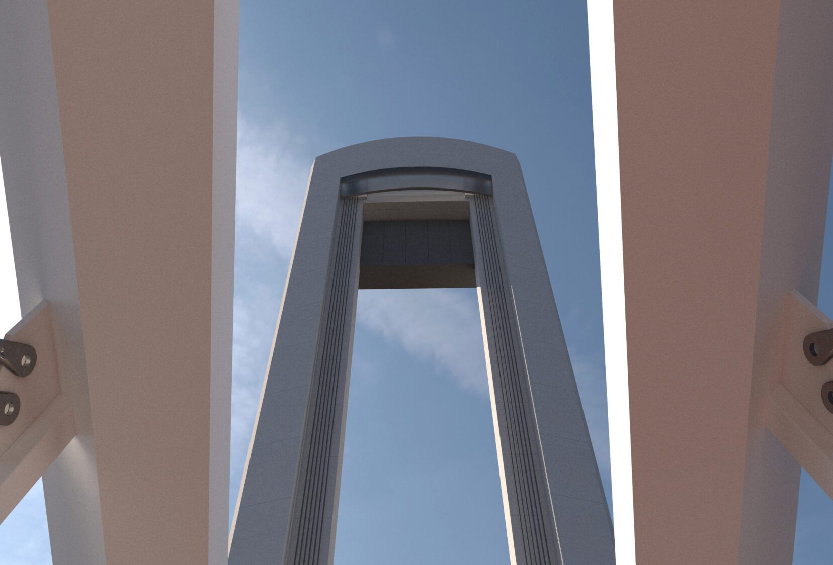 Large lifting Bridge in Canary Wharf over River Thames View up tower
