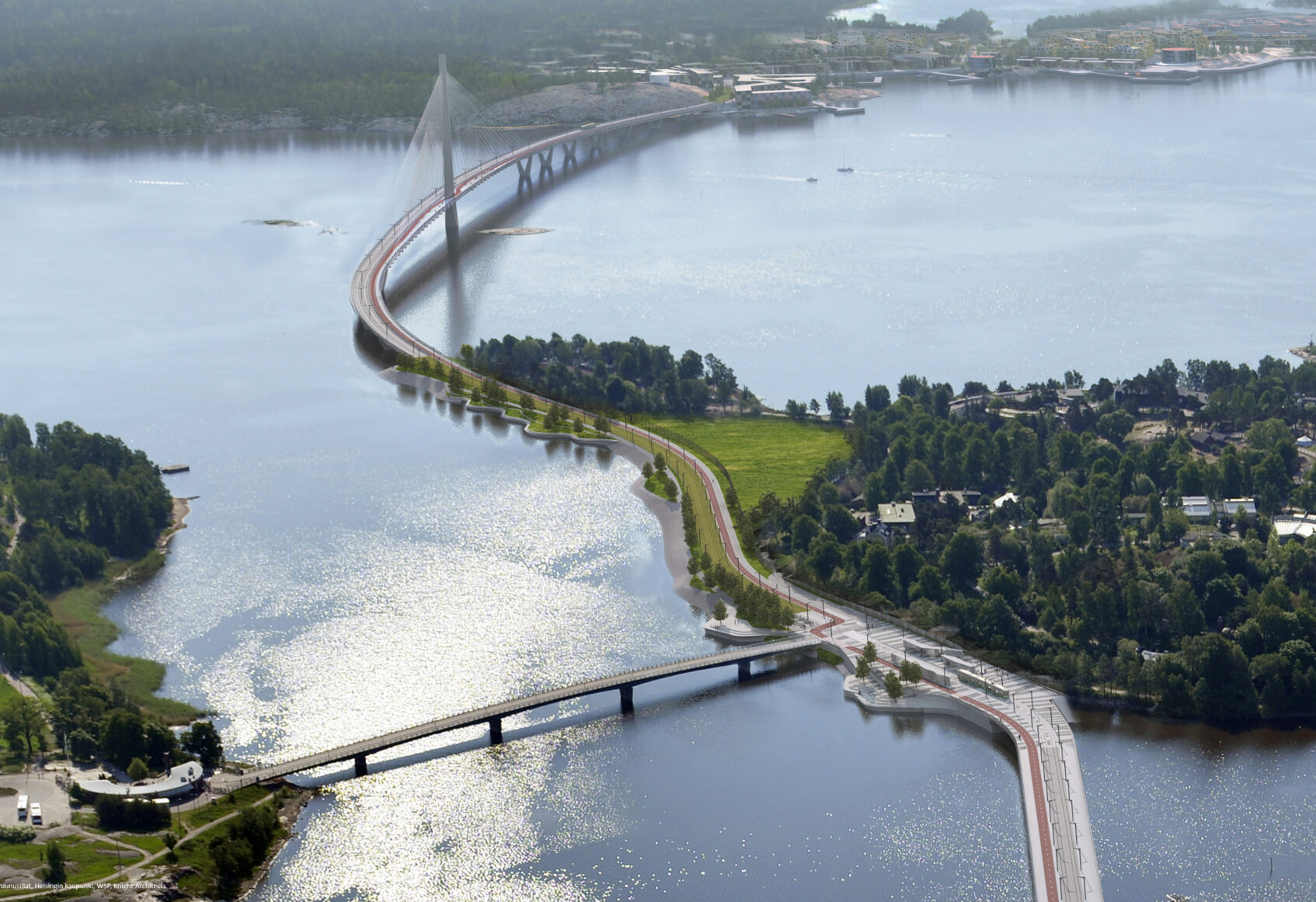 Aerial view of Kruunusilat bridge